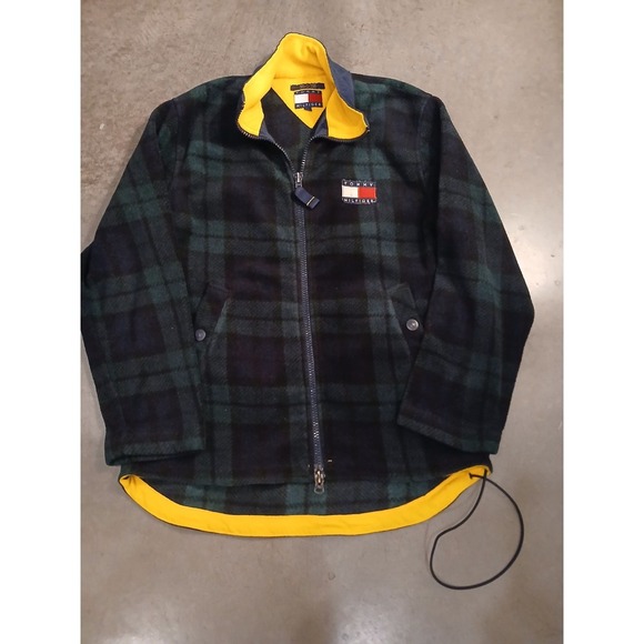 Tommy Hilfiger Other - Vtg 90s Tommy Hilfiger Check Fleece Jacket Men's Size S Full Zip Plaid Green
